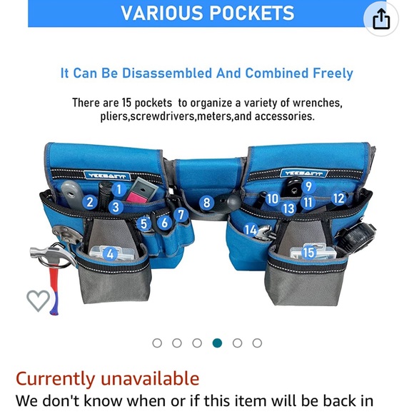 🔵NWT YEESAINT 15 pocket Toolbelt - Picture 4 of 6